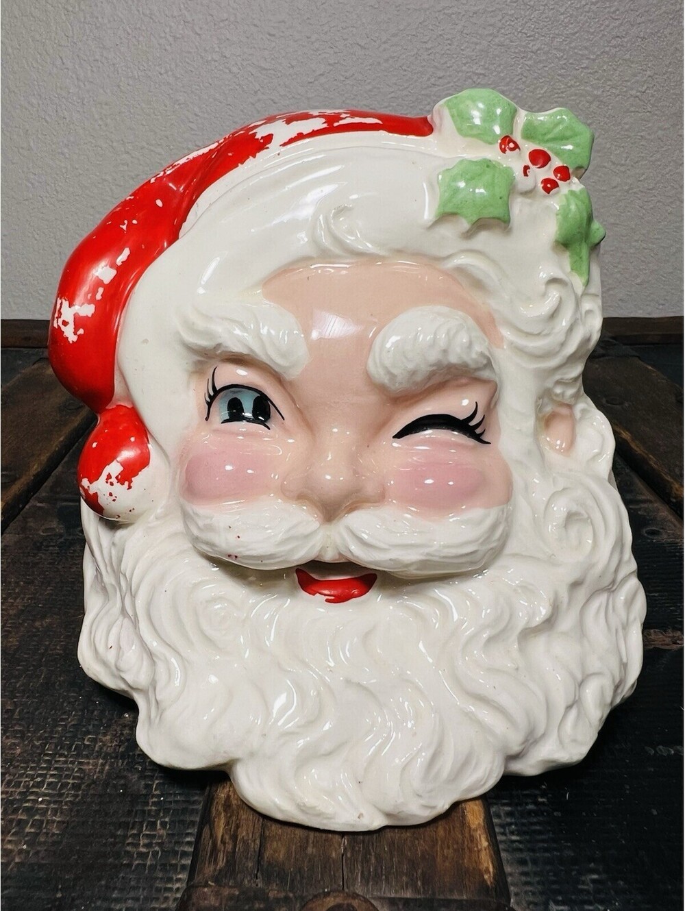 Rare Vintage Winking Santa Planter 1957 Conrad Ceramics
